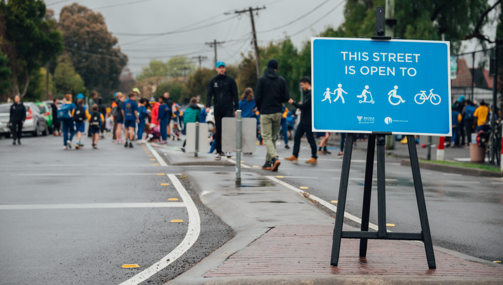 Victoria Walks story about Open Street trials at schools. Image supplied Merri-bek City Council